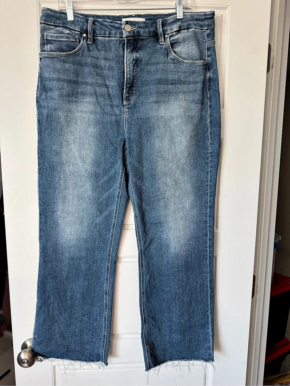 Risen Cropped Straight Leg Jeans Blue Size 1XL